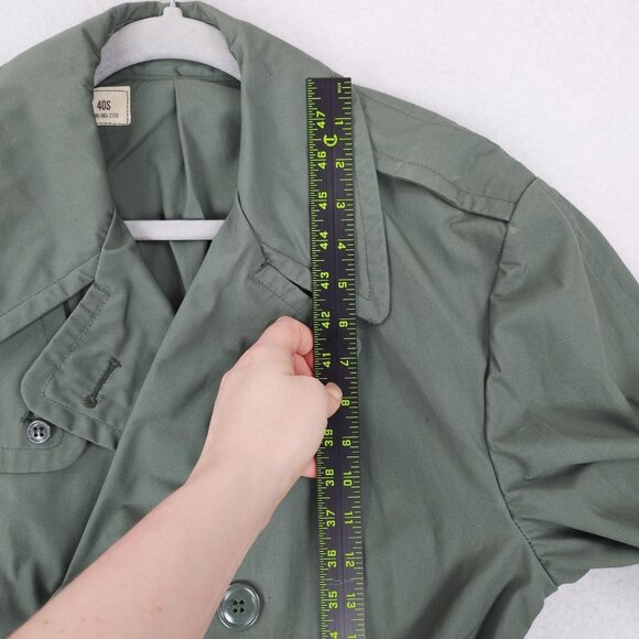 Vintage US Army Raincoat Mens 40S Green Quarpel Trench Coat Belted USGI 70s - Picture 9 of 16